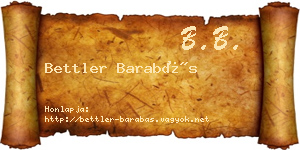 Bettler Barabás névjegykártya